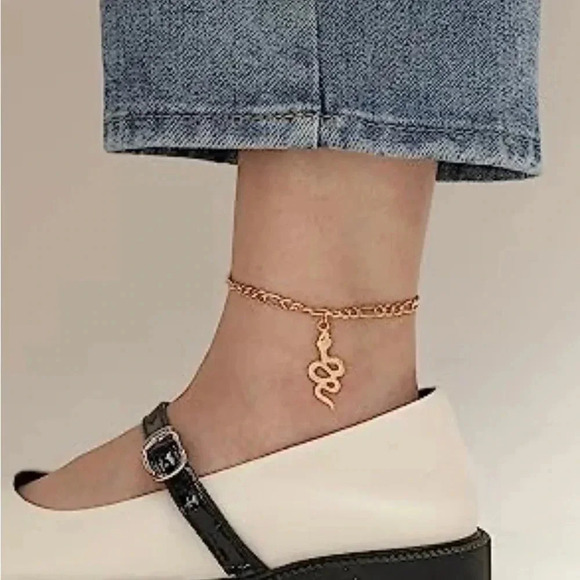Gold Snake Anklet Bracelet - Picture 2 of 8